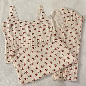 Frankie’s bikinis X pink cherry 3 pieces sweater tank top shorts set size M